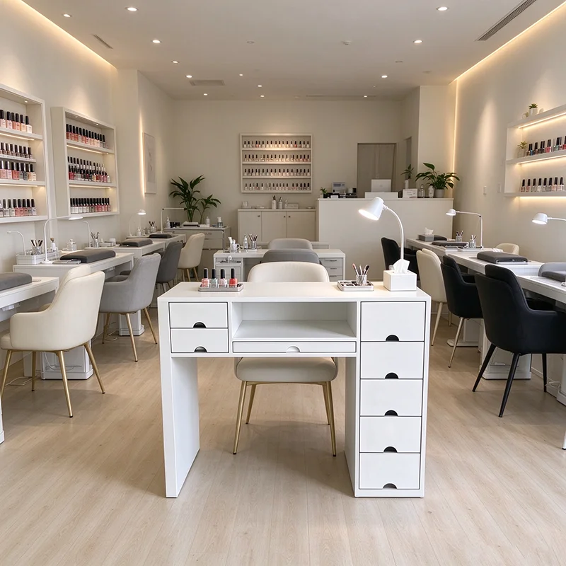 Minimalist Aesthetic Nail Desk Classic Trendy Multifunction Rustic Nail Desk European Italian Table Onglerie Mesa De Manicure