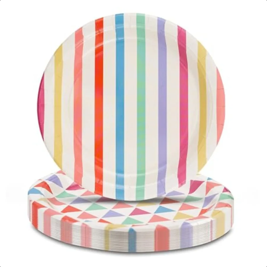 

Colorful Paper Plates Multicolored Rainbow Party plies for Birthday Celebration Baby Shower Decorations Dert Party Plates 24 Pc