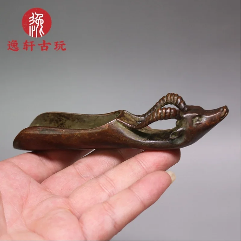 Classical set, side leaf scoop, bull-head tea spoon, handicrafts, folk customs, antique miscellaneous items, heavy a