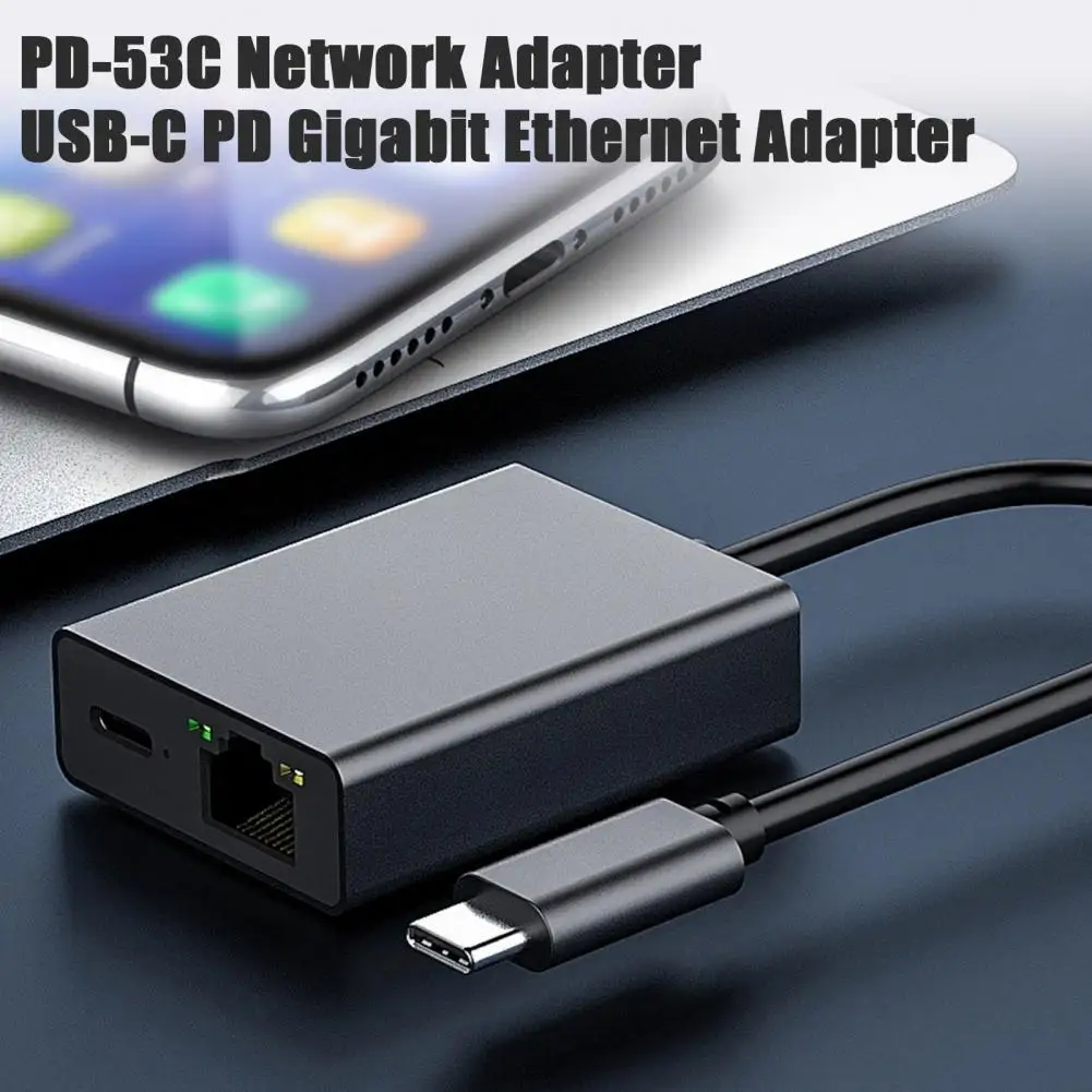 Usb-c Network Adapter Pd-53c Network Adapter High-speed Type-c to Rj45 Ethernet Adapter with Pd Charging for Mobile Phone/tablet