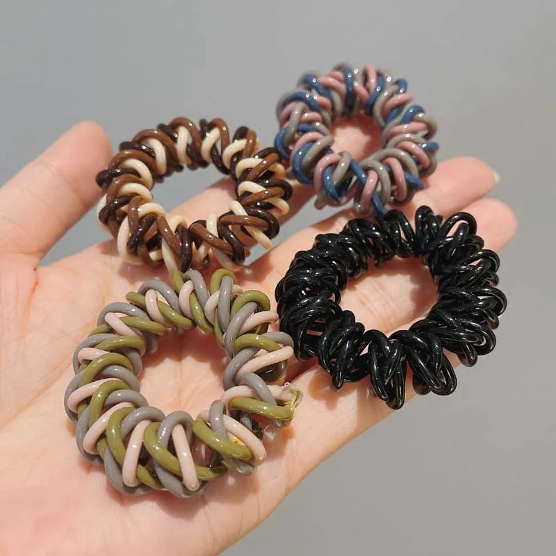 

Telephone line hair ring three-strand winding head rope new Korean net red same style ponytail head rubber band spiral hair rope