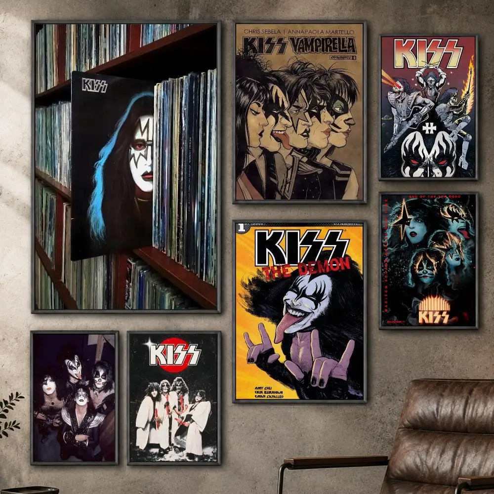 Band KISS Rock Music Classic Alternative Poster  PP Self Adhesive Home Garage Dorm Bar Wall Decor Aesthetic Retro Gift