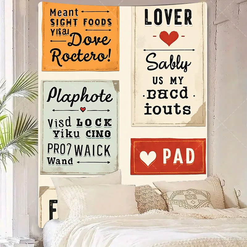 قطعة واحدة من نسيج الحائط "نسيج حائط لعيد الأب على الطراز القديم - ديكور منزلي للطباعة العتيقة"