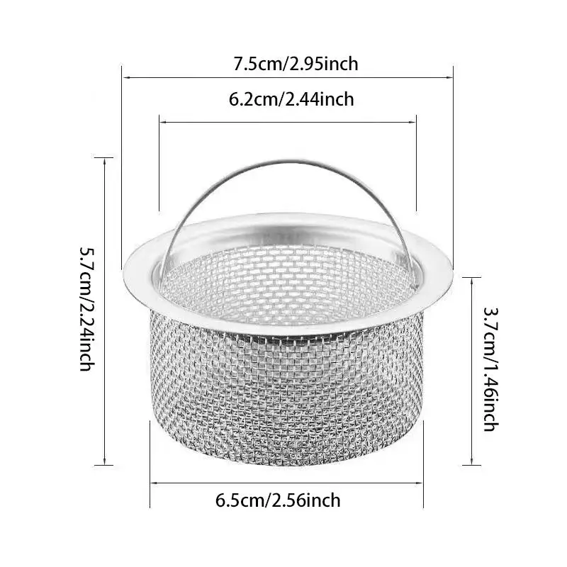 Stainless Steel Bathtub Hair Catcher Stopper Shower Drain Hole Filter With Handle Metal Sink Strainer Floor Drain For Kitchen