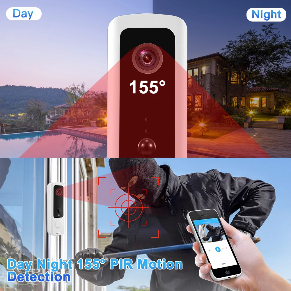 Top WIFI Doorbell Camera PIR Alarm Door Chime IR Night Vision Smart Home Wireless Video Door Bell Intercom Security Camera