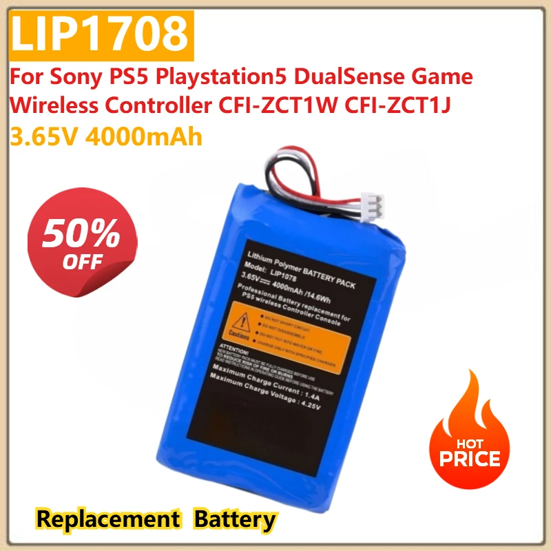 

for Sony PS5 Playstation5 DualSense Game Wireless Controller CFI-ZCT1W CFI-ZCT1J 3.65V 4000mAh PS5 LIP1708 Replacement Battery