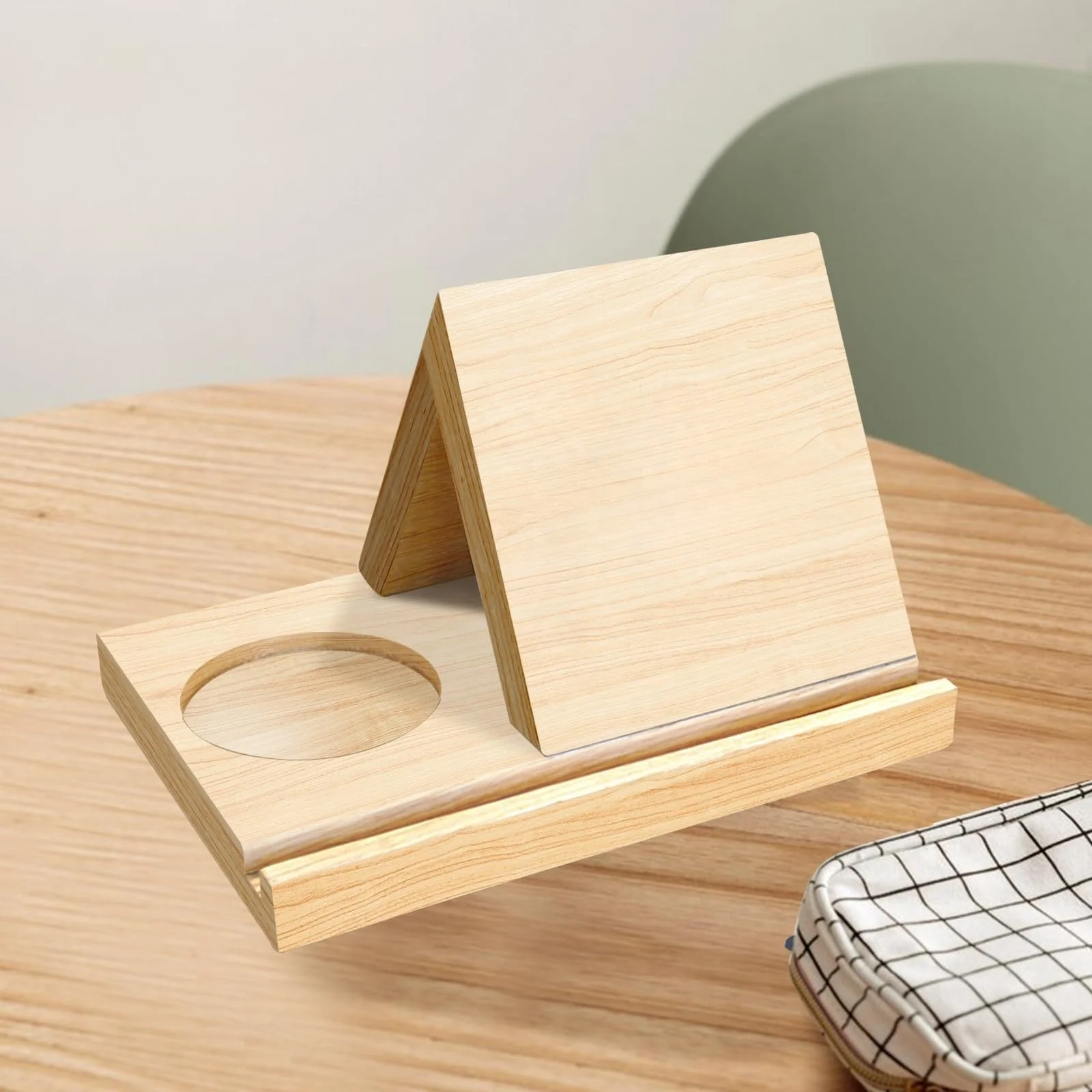 Simple BookshelfWholesale Custom Hot Selling Wooden Multi Functional Book Reading Rest With Drink Triangle Book Stand Holder