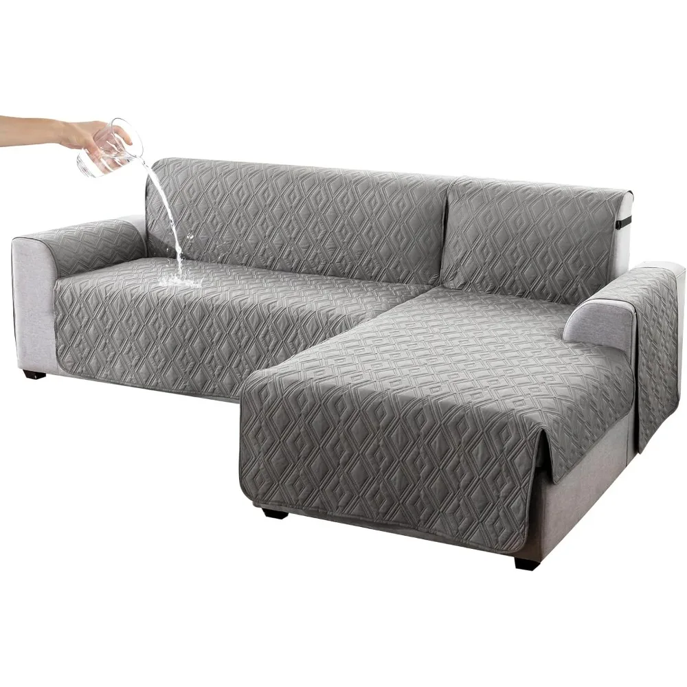 

Hot Sale-Sectional Couch Covers for Dogs L Shaped Sofa Covers Chaise Lounge Cover Reversible Couch Covers Sectional(Gray,Large