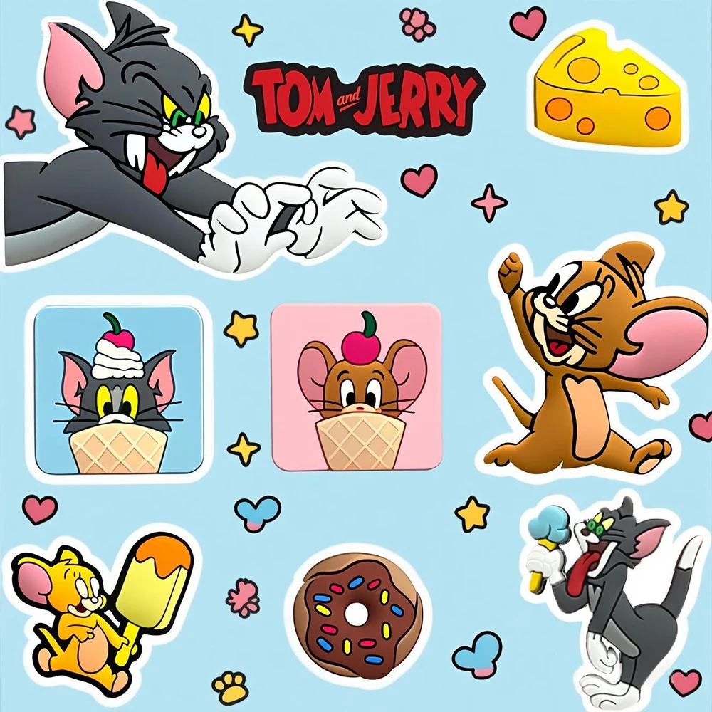 

9pcs Tom and Jerry Shoe Charms set PVC Cute Cartoon Anime Character Decoration Accessories Clog X-mas Kids Gifts