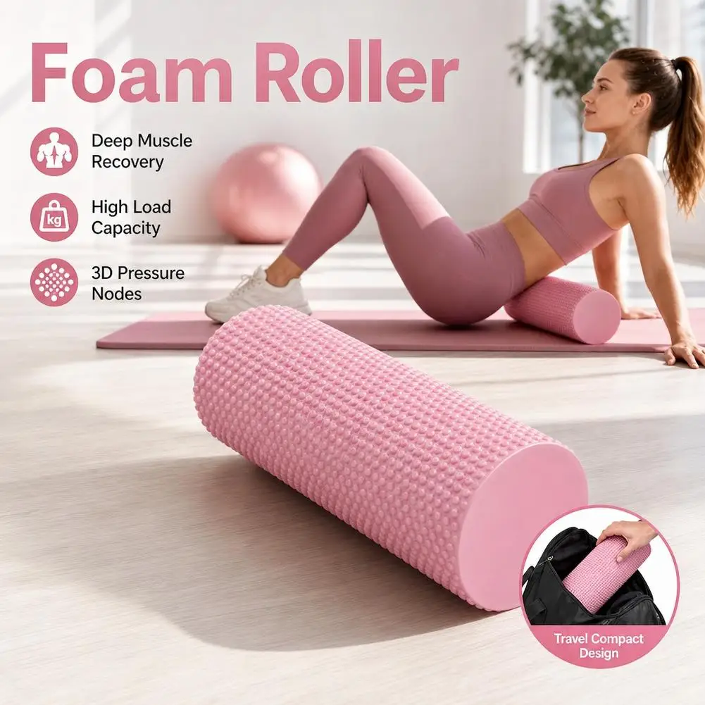Yoga Roller Round EVA Foam Cylinder For Pilates Exercise Enhanced Home Workouts Column Massage Muscle Fitness Gym Sport