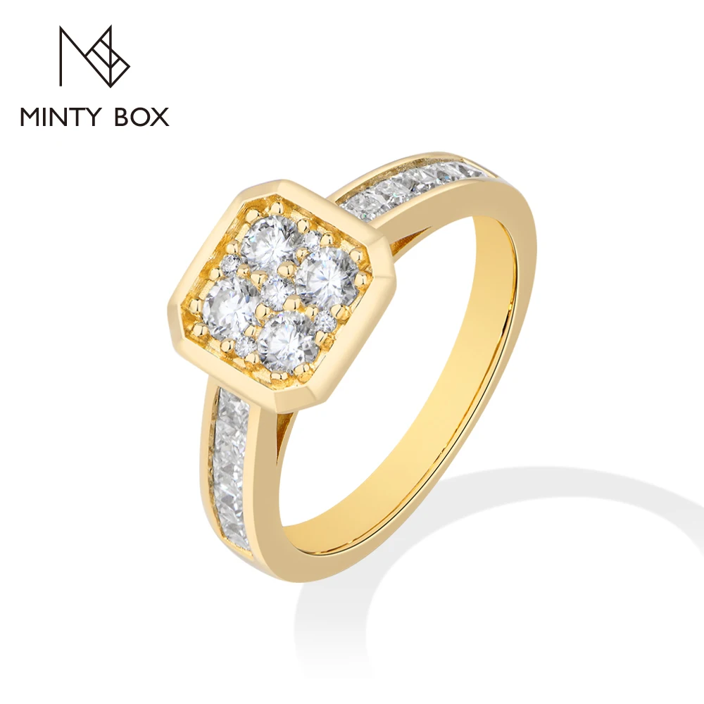 MINTYBOX Square Cluster Moissanite Rings for Women S925 Sterling Silver Engagement Wedding Jewelry Party Gifts With Certificate