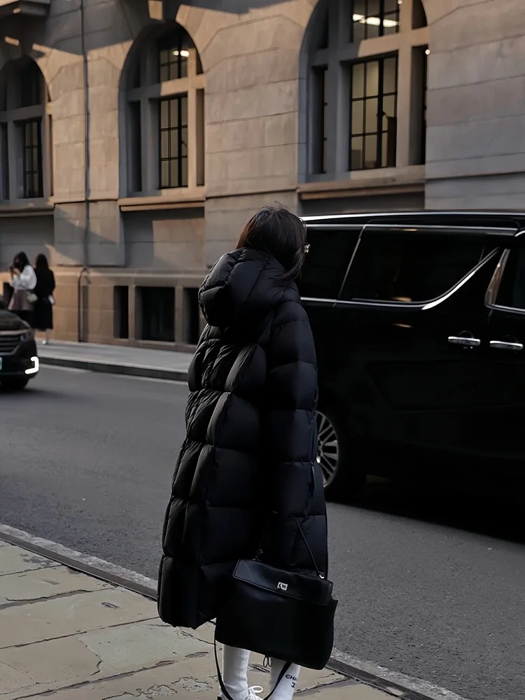 2025 Winter Loose Hooded Medium to Long Cotton Jacket Women's Thick Bread Jacket