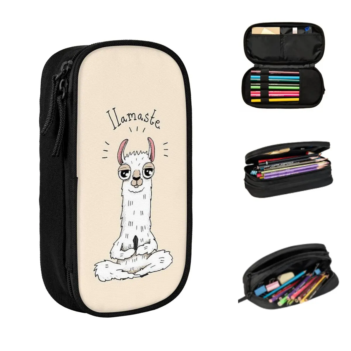 grande capacidade pen bags para meninos e meninas llama alpaca animal lapis cases pen box lapis bolsa para estudantes papelaria escola e escritorio 01