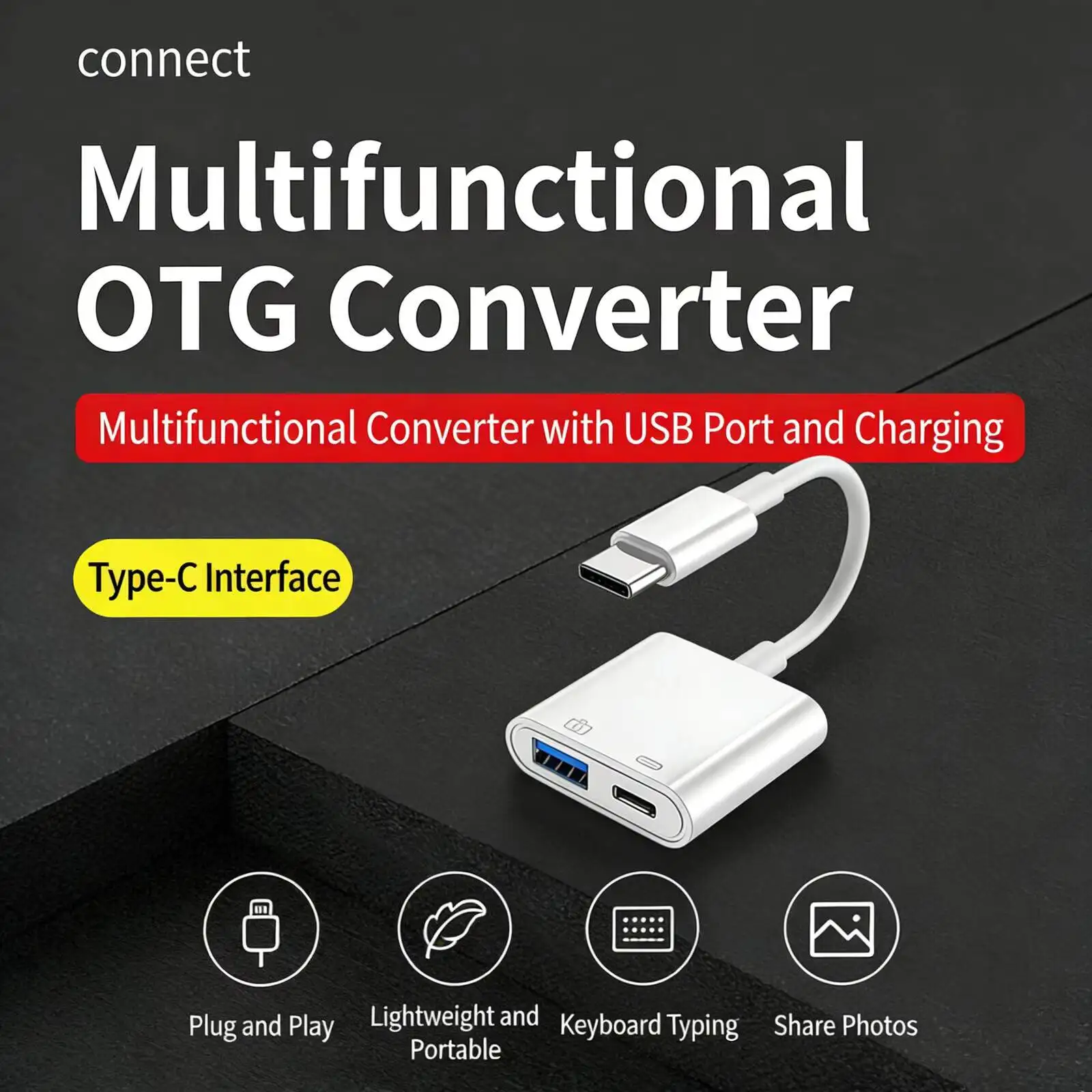 Mini Portable Type-C 2 In 1 OTG Adapter PD Charging Plug‑and‑Play Data Transfer USB Plug For Smartphone Tablet Digital Camera