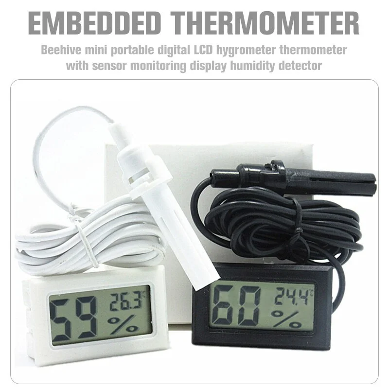Mini LCD Digital Display Hygrometer Thermometer with Sensor Monitoring Convenient Portable Humidity Detector Beekeeping Beehive