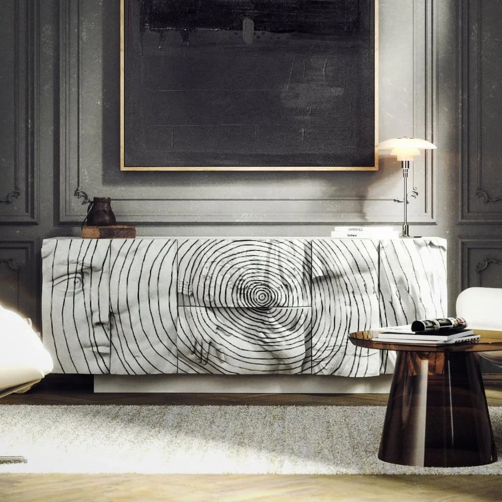 

Modern simple solid wood creative dining side cabinet, locker, living room tea cabinet, light luxury and high-end villa entrance