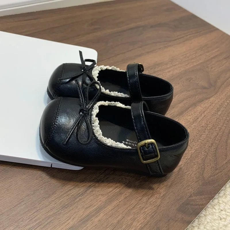 Baby-Lauflernschuhe Süße Einfache Schleifen Mädchen Flache Schuhe Weiche Sohle 2026 Brandneue Kinder-Lederschuhe Rutschfest Trendig – Detail 5