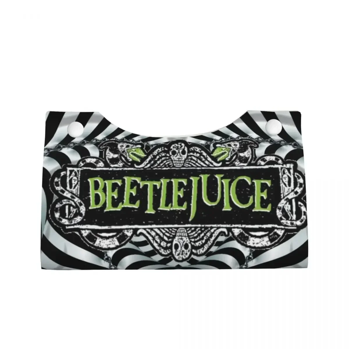 Custom Horror Movie Beetlejuices Tissue Box Holder Rectangular Tim Burton Style PU Leather Facial Tissue Box Cover for Bathroom