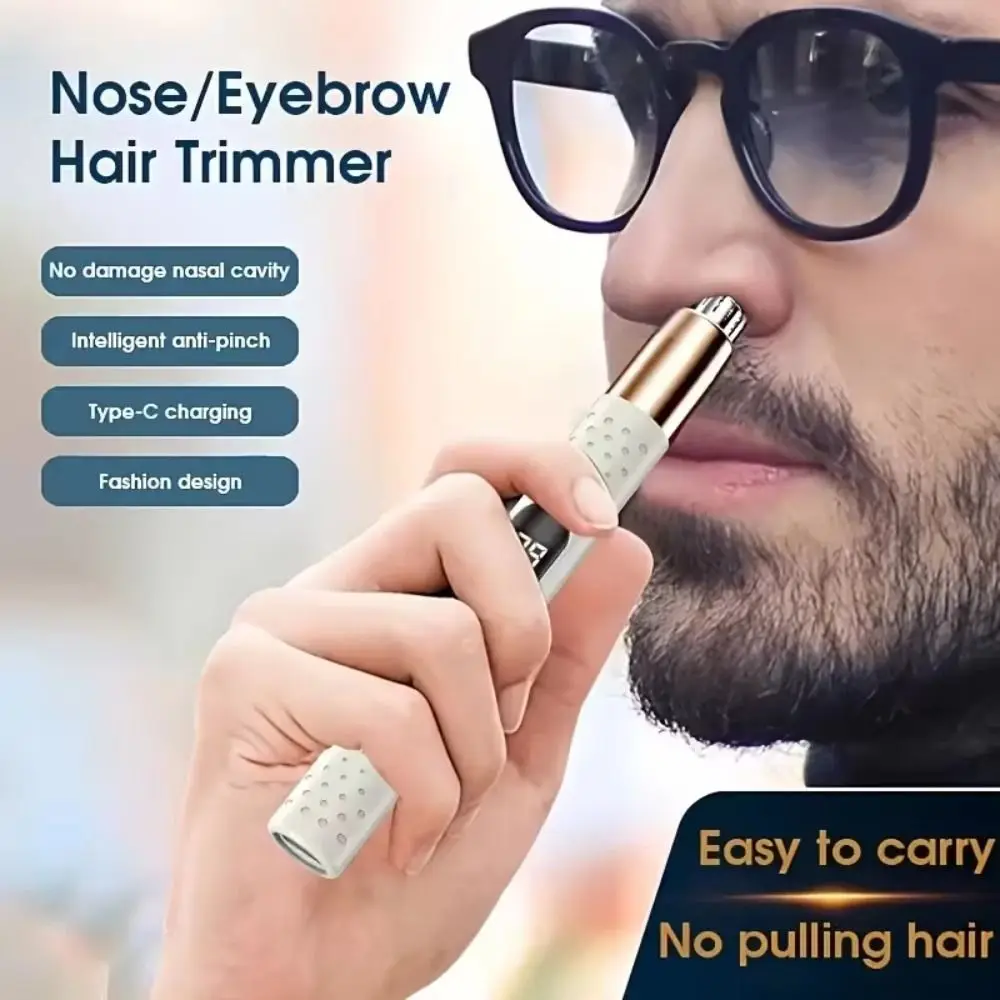 Waterproof Electric Nose Hair Trimmer Washable Fully Automatic Eyebrow Shaver LED Screen Digital Power Display