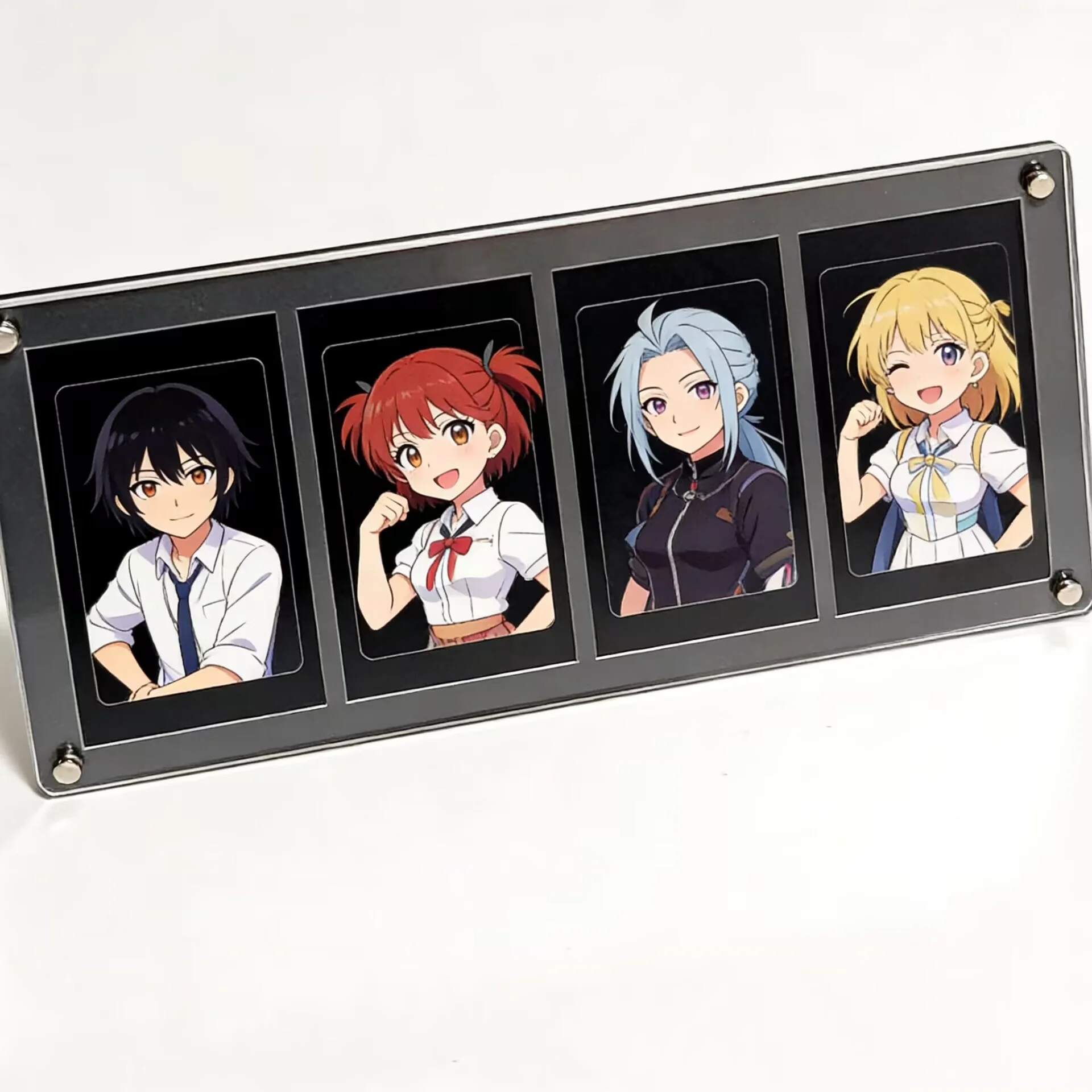 

Черная подставка для дисплея PTCG, рамка для фотографий Polaroid, можно поставить карты для сбора персонажей аниме, дополнительный экшн, кирпич, 4 слота