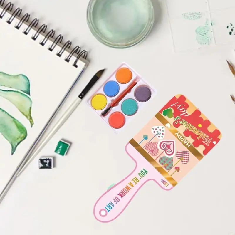6 Color Watercolor Paint and Valentines Day Card Set For Kid Student Classroom Exchange Game Prize School Party Supplies