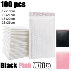 Self Seal Shipping Envelopes acolchoados, Mailing Bags, fosco, branco, preto, Poly Bubble Mailers, embalagem, 100pcs