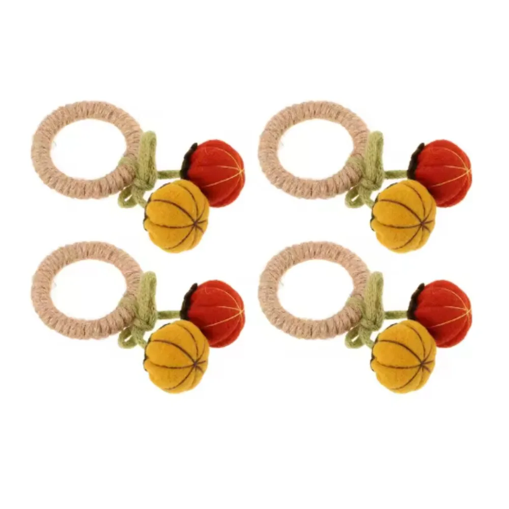 2PCS Cute Pumpkin Napkin Ring, Hanging Decoration for Halloween, Thanksgiving, Harvest Festival and Hotel Table Setting