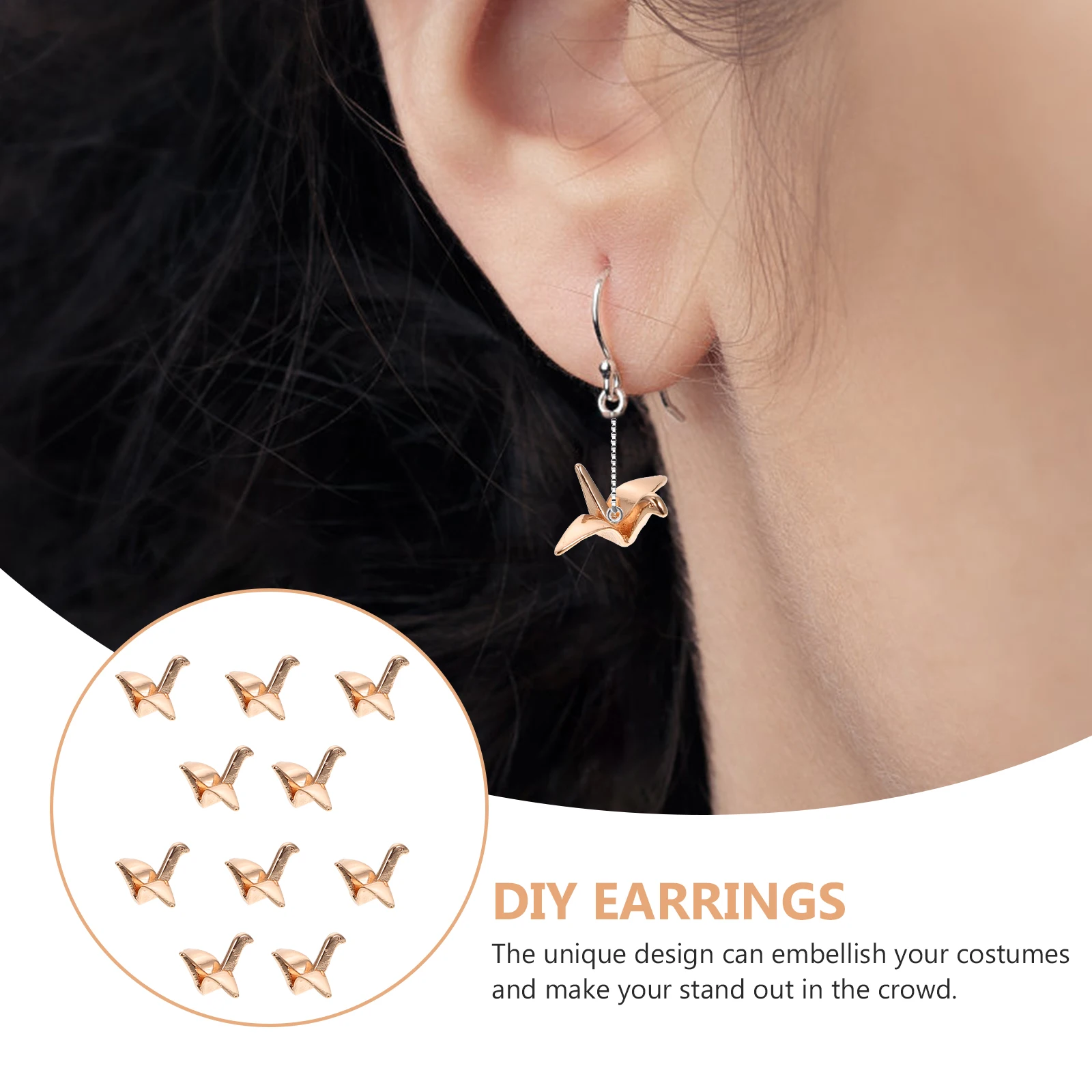 

10 pcs Copper Thousand Paper Crane Hairpin DIY Materials Lightweight Decorative Headdress Cranes Origami Pendant Clip Charm