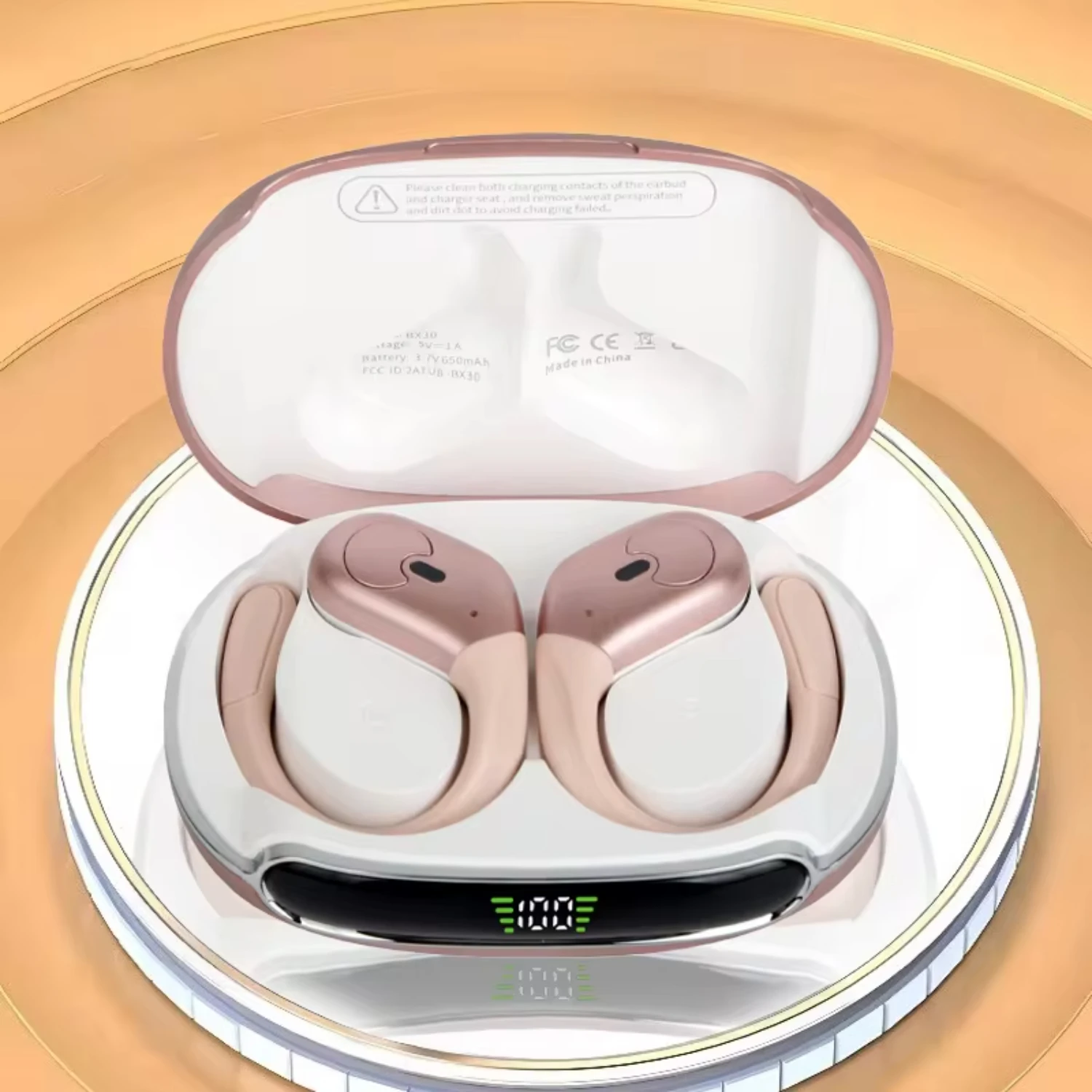 Esportes no ouvido sem fio earloop com efeito de som de alta definição de redução de ruído ENC integrado sem atraso