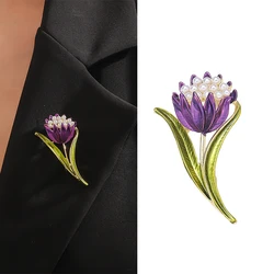 Vintage Temperament Tulip Brooch For Women Girls Elegant Flower Brooch Luxury Fashion Corsage Clothing Accessories Gifts