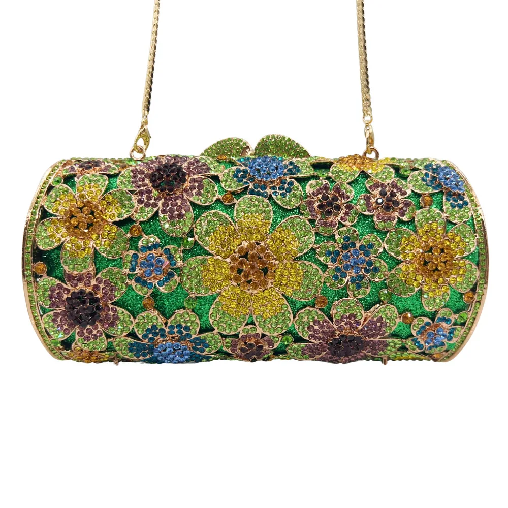 

2025 New Arrival Flower Crystal Wedding Bridal Clutch Purse Luxury Designer Women's Dinner Party Cocktail Handbags Diamond Bags