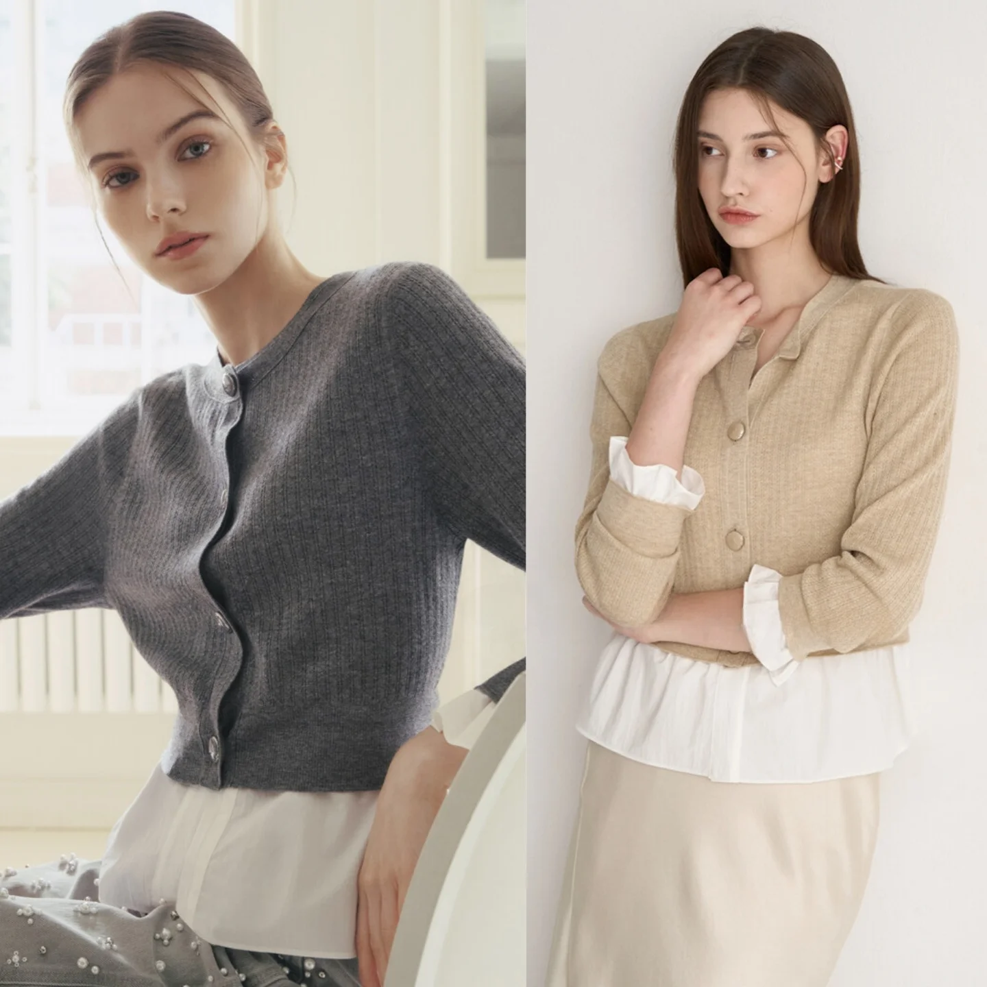 

Съемный корейский вязаный свитер, искусственный двухсекционный универсальный топ, длинный свеч, круглая застежка на пуговицы