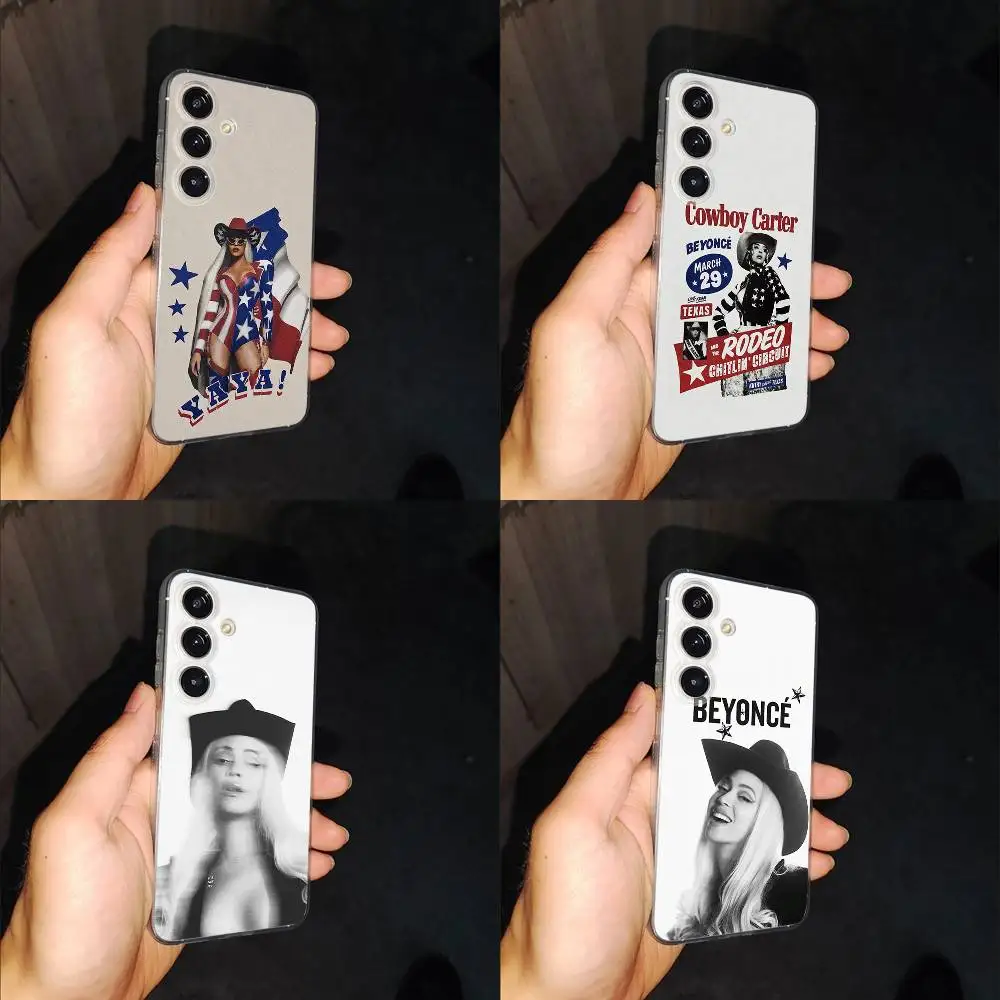 

Singer B-Beyonce Cowboy Phone Case For Samsung S24,30,21,22,23,20 FE,lite,PIus,Ultra,5G,Note,9,10 Transparent Cover