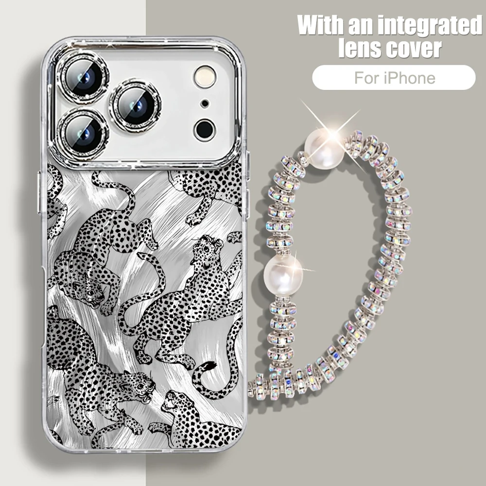 Luxuriöse Leopardenmuster-INS-Hüllen für iPhone 15 16 17 14 Pro Max Plus, iPhone 13 12 11 7 8 XS XR, mit plattierter Linsenschutzfolie. – Detail 4
