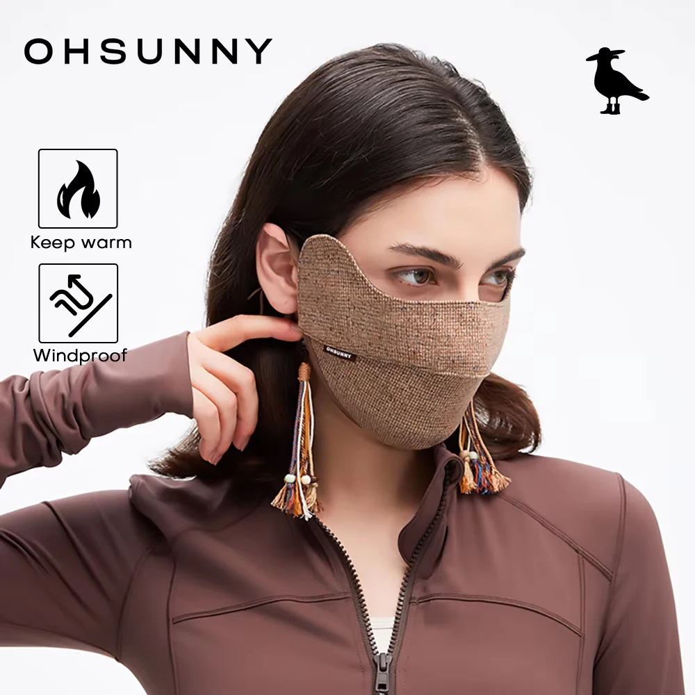 غطاء وجه شتوي دافئ من OhSunny، قناع شرابة قديم خفيف الوزن، أقنعة حرارية سميكة، بطانة صديقة للبشرة، مقاومة للرياح في الهواء الطلق بعامل حماية من الأشعة فوق البنفسجية 50 #1