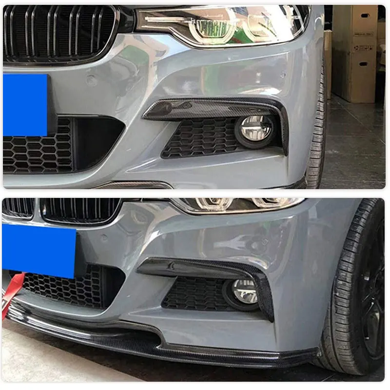 Carbon Fiber Car Front Bumper Fog Lamp Cover Trim for BMW 3 Series F30 F31 F35 M-Sport 2012-2018 Front Canards Body Kits FRP