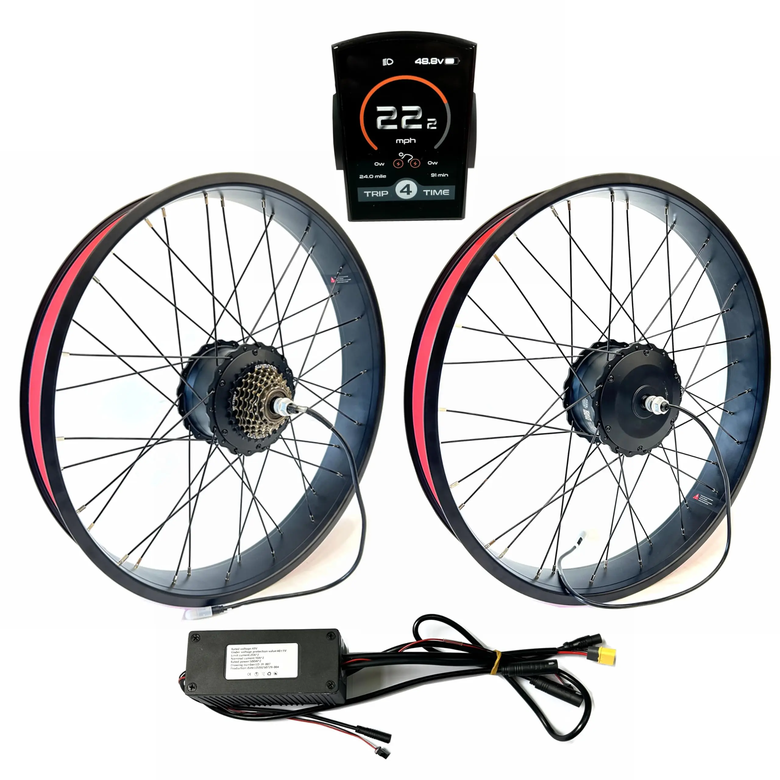 Double Motor Wheel Set 26x4.0 For Electric Fat Bike Maximum 2000W Power With Sinewave controller TFT Color Display Dual Motor fo