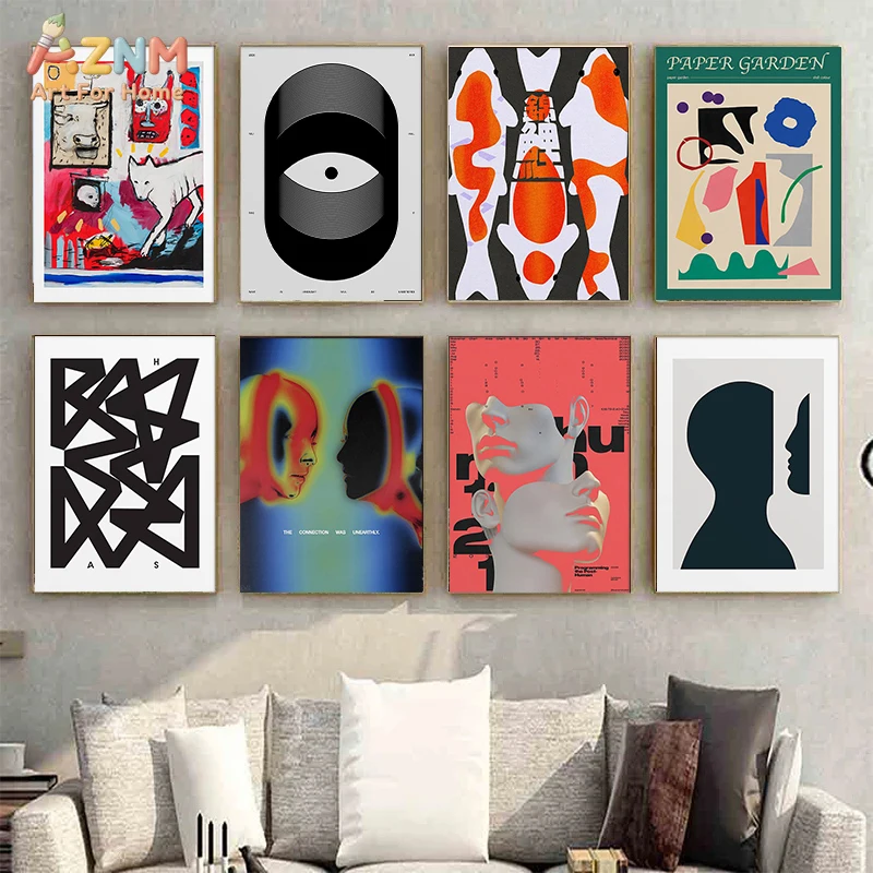 

AZNM Modern Abstract Canvas Wall Art Print, Frameless Single Panel Minimalist Graphic Illustration Poster, Contemporary Wall Dec