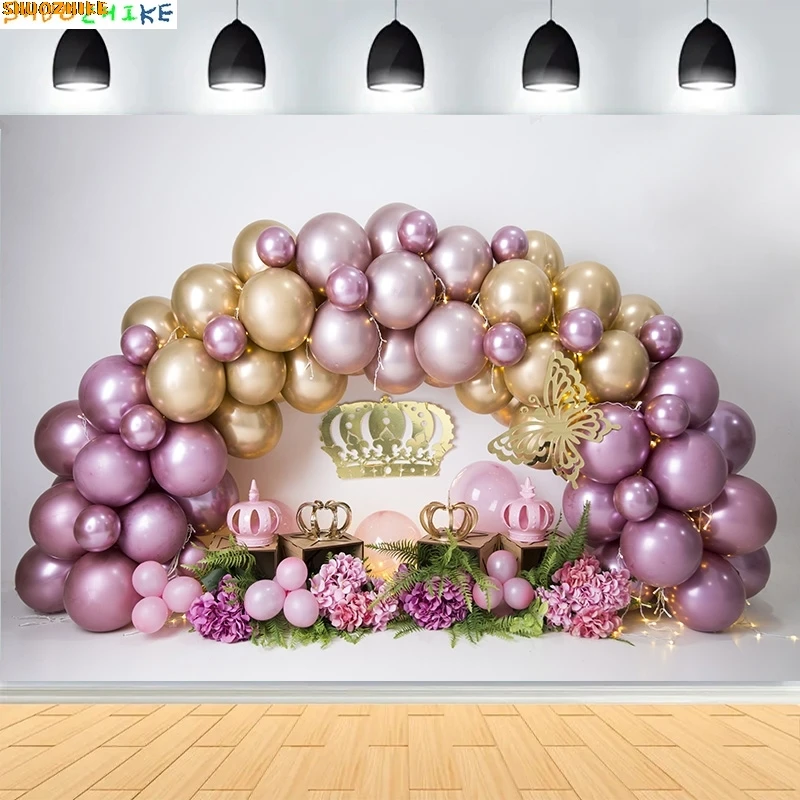 

Newborn Baby 1st Birthday Party Photography Backdrops Colorful Balloon Arch Cake Smash Family Rehearsal Background Props TS-10