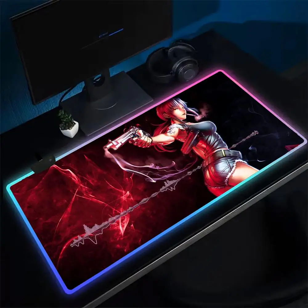 Hoyo Black Lagoon Mouse Pad Anime Gaming Mouse Pad LED Table Pads Backlit المطاط سطح المكتب XXL RGB مكتب الحصير #3