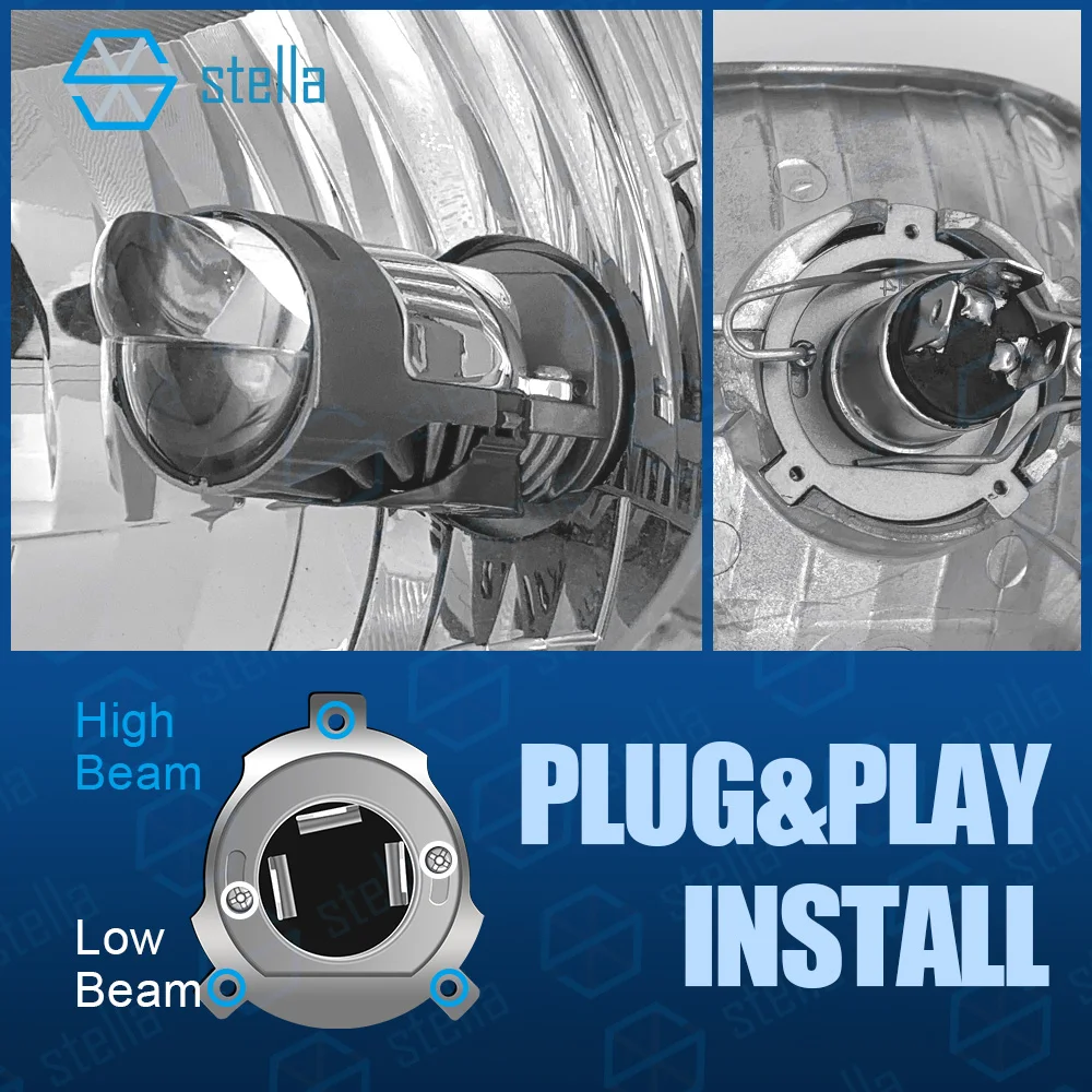 Stella 1 Set 3. Generation H4/9003/HB2 Doppelte Mini-Linse LED-Projektor-Scheinwerferlampe Canbus für Auto/Motor Hi/Low Beam 3500000LM