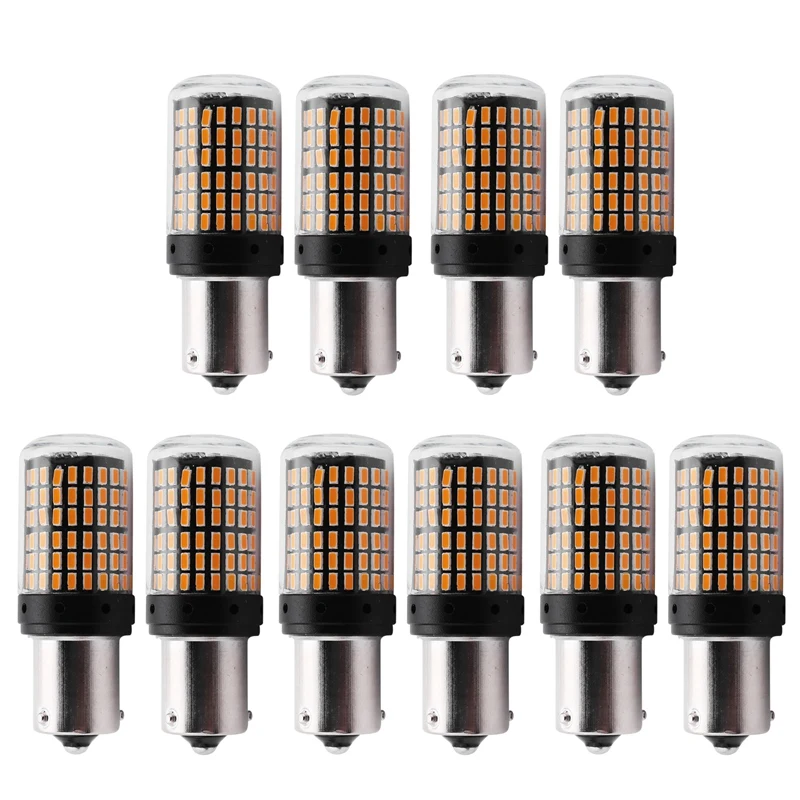 10Pcs Super Bright No Hyper Flash 1156 Canbus LED Light BAU15S PY21W 144Smd 3014 Chips Turn Signal Reverse Tail Light