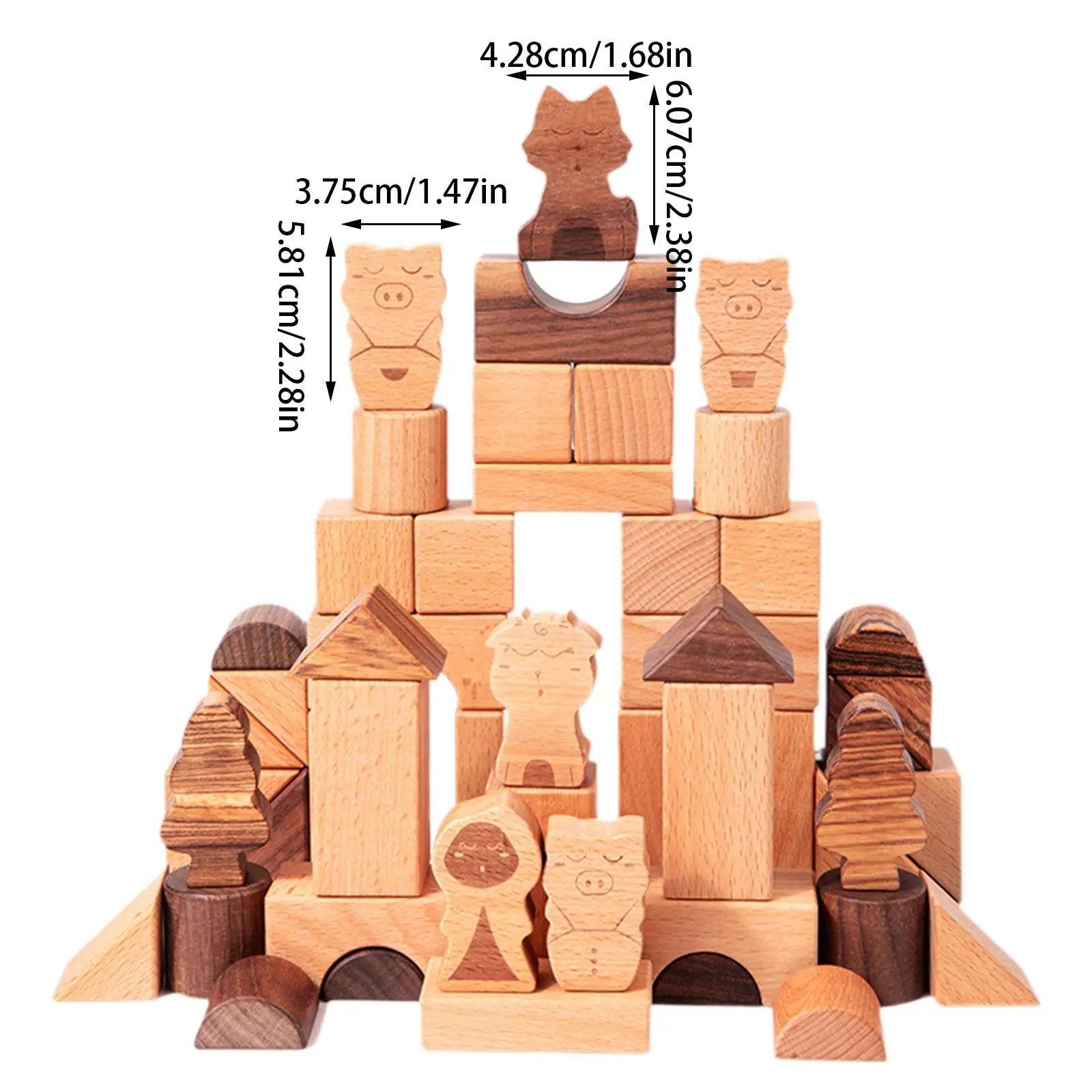 50 Stuks Houten Bouwstenen Geometrische Solids Constructie Speelgoed Montessori Voor Reizen Speelgoed Leeftijden 3 + Jaar Oud Feestartikelen