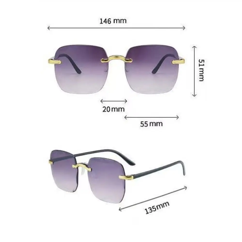 Gafas de sol sin montura cuadradas rojas de lujo con protección UV - imagen 3