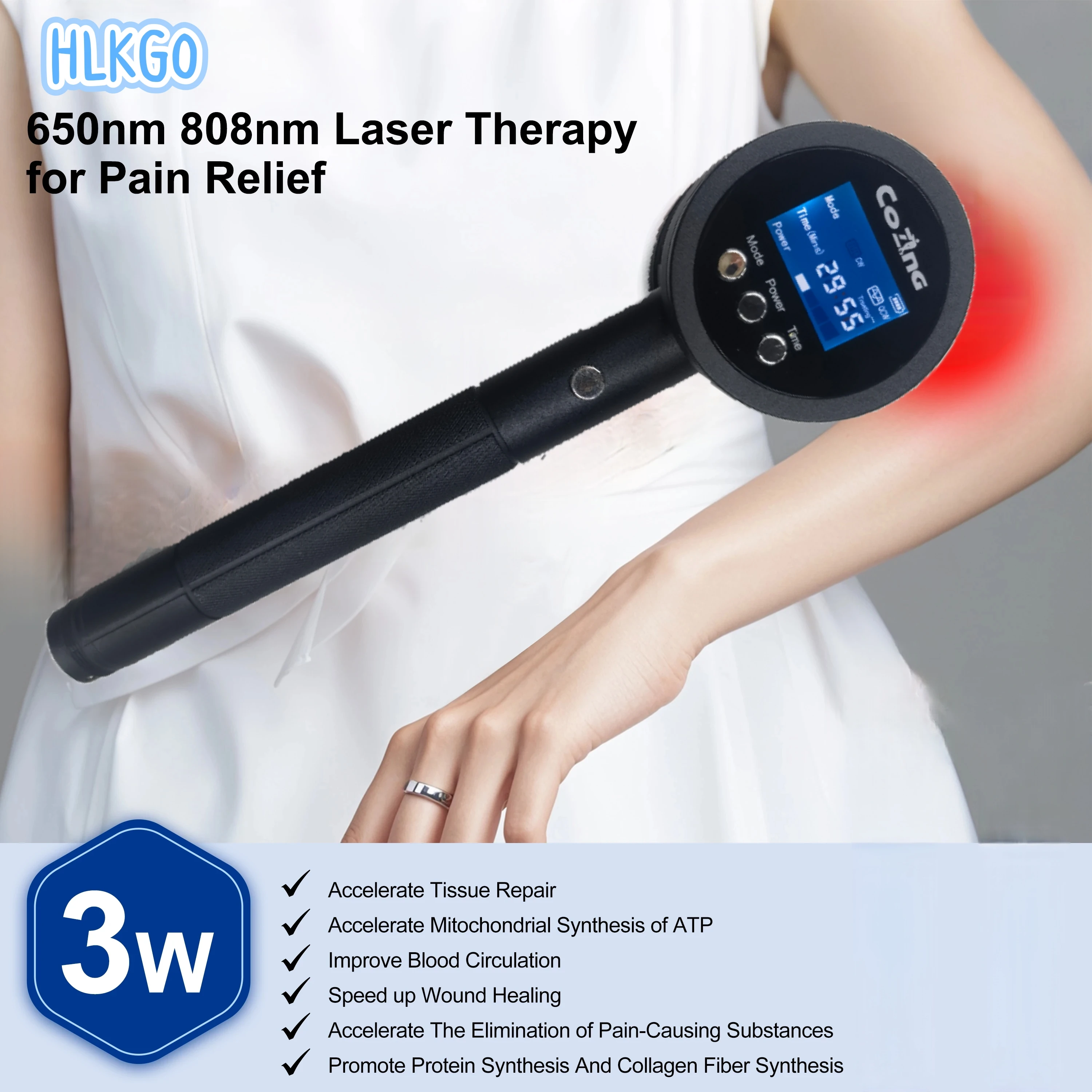 650nm 5mW Cold Laser Therapy Device for Pain Relief - Red Light Physiotherapy with 7 Modes for Muscle, Knee, Joint & Body Care