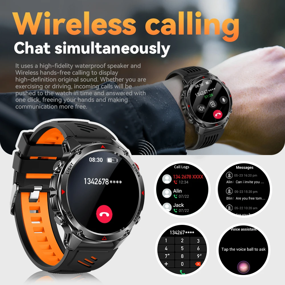 Men's Smart Watch 10ATM Waterproof Dual-Band GNSS Compass Altimeter AMOLED Display for Swim Sports