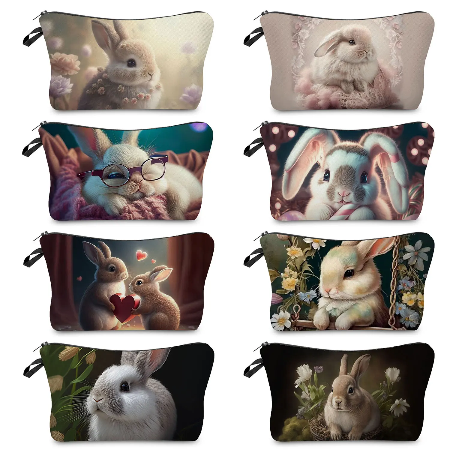 

Hot Sale Lovely Rabbit Print Women Cosmetic Cases Casual Portable Small Toiletry Bag Kawaii Animal Makeup Bag School Pencil Case