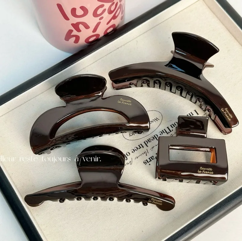 Retro Chocolate Acetate Grab clip Women's High-Grade Elegant Hair Clip Back Head Updo Shark Clip Hair Accessories