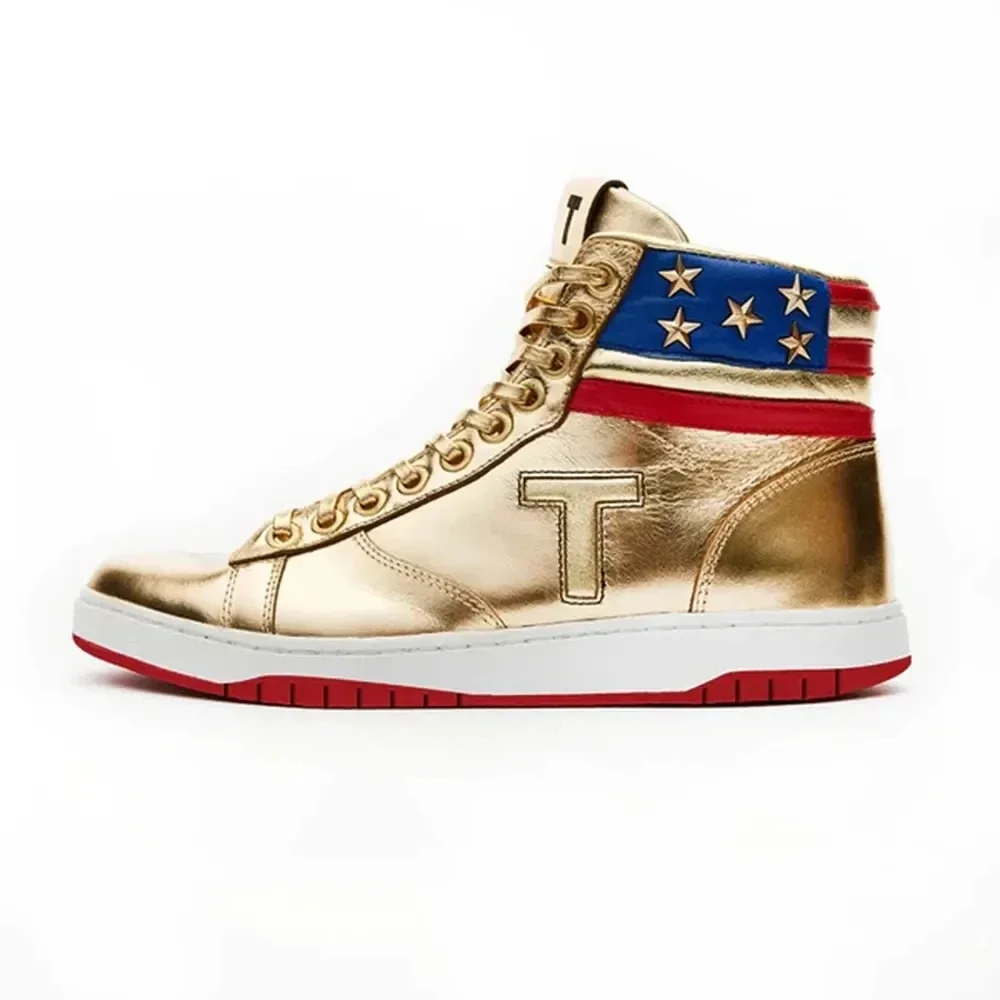 Gold Trump Shoes 2024 MAGA Never Surrender Shoe Sneaker Basketball Mens Womens Casual Boots Road Shoe Big Size 47 48