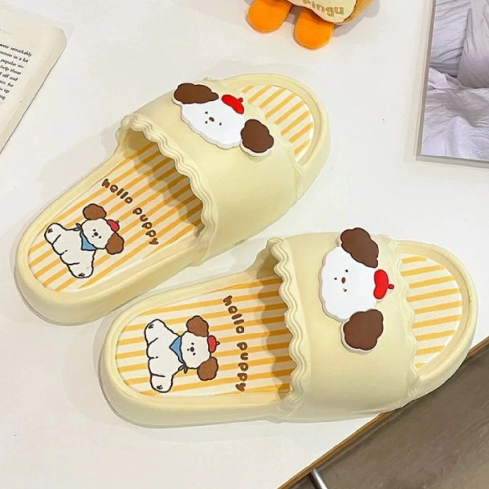 

Верхняя обувь Y2K, тапочки для щенков, женские тапочки с рисунком собаки на толстой подошве, нескользящие толстые шлепанцы на платформе, женские сандалии